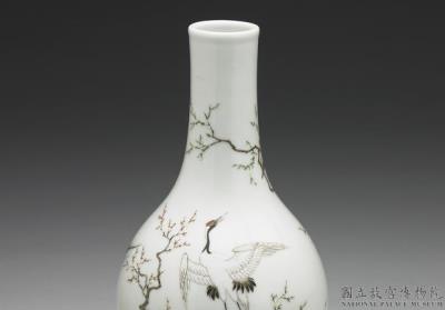 图片[2]-Gall-bladder-shaped vase with “Crane Bringing Fortune and Joy” motif in yangcai painted enamels, Qianlong reign (1736-1795), Qing dynasty-China Archive